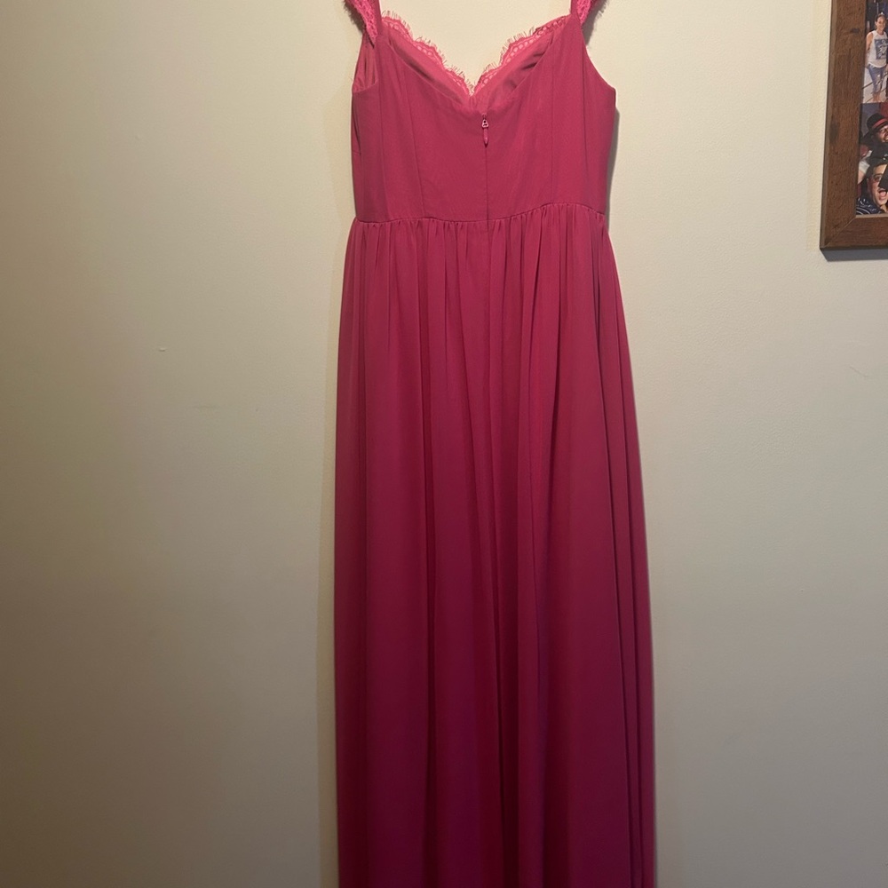 Azazie Fuchsia Lace Maxi Dress